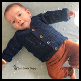 Apple crochet baby sweater on baby